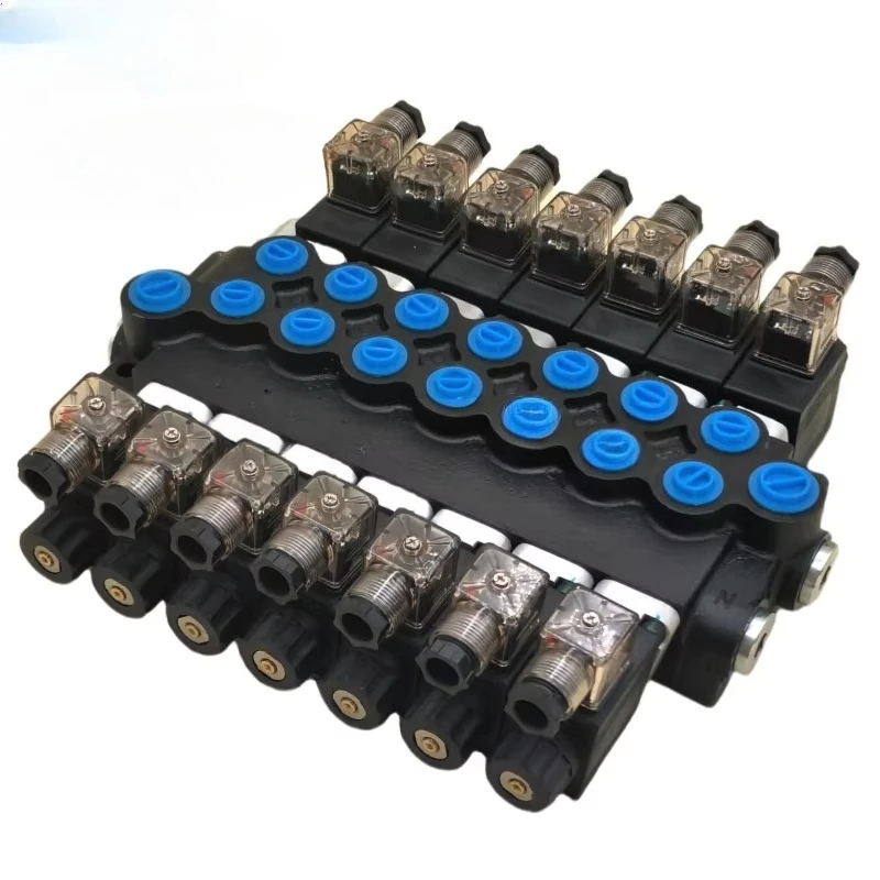 50 l/min 7 spool double acting electromagnetic hydraulic single block directional control valve hydraulic distributor