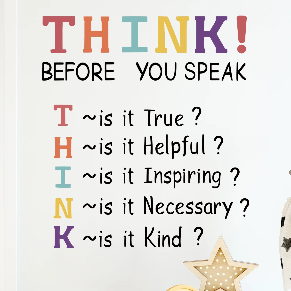 

Английские "Think Before Speaking" наклейки на стену со знаком для спальни, гостиной, детской комнаты, украшения, наклейки на стены