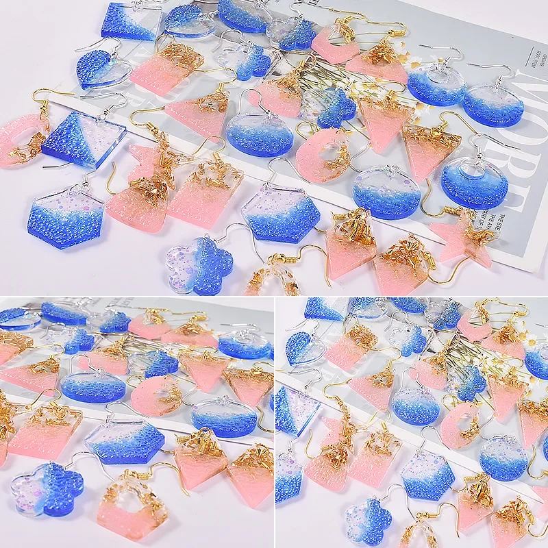 Earring Pendant Epoxy Silicone Mold Geometry Round Triangle Necklace Key Chain Pendant Resin Mold Jewelry Making Accessories