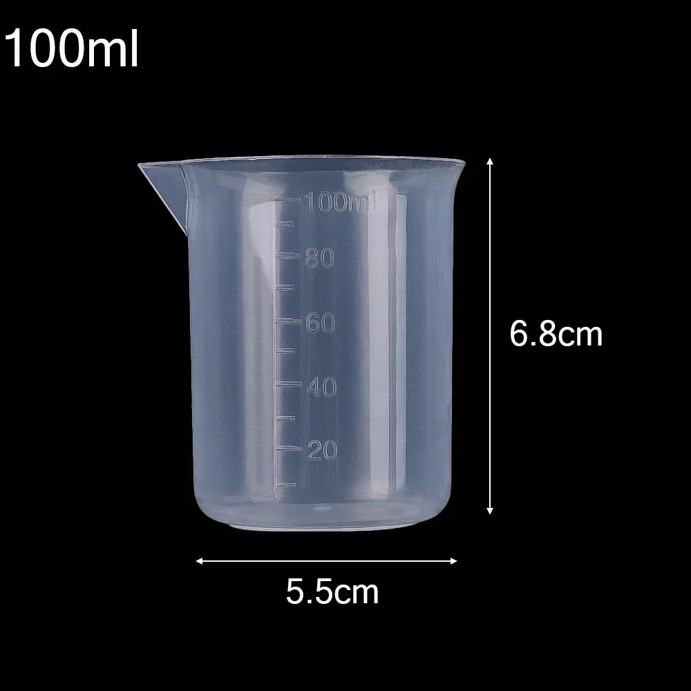 100ML Plastic Measuring Cups Scaled Capacity Cup Liquid Container Laboratory Beaker Transparent Mixing Volume Cups Kitchen Tool