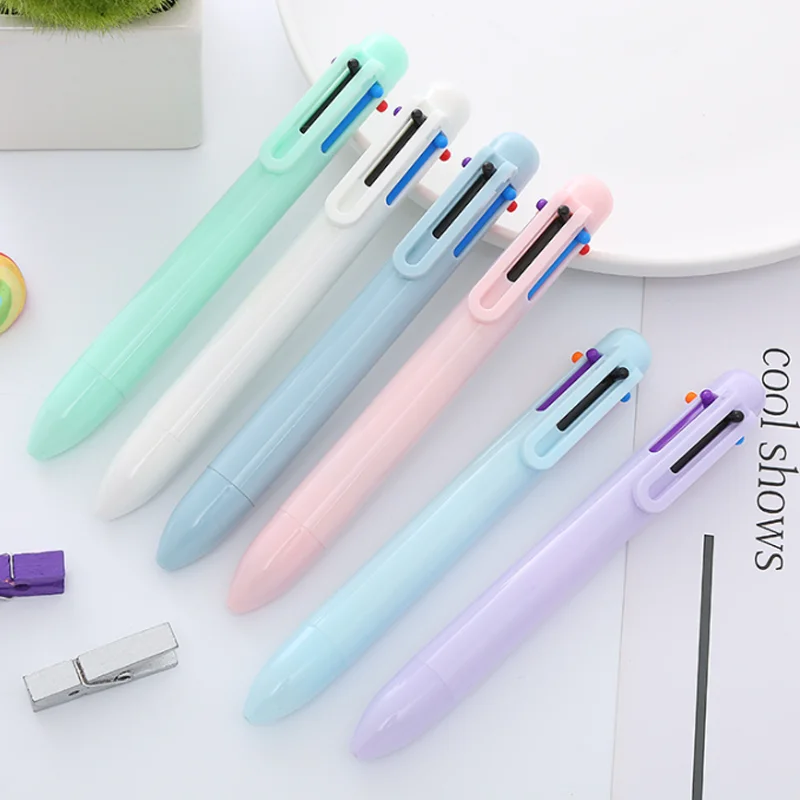 

5pc Creative Macaron 6-color Ballpoint Pen Ins Press Pen Student Multi-color Oil Pens Girl Heart Color Hand Pens Stationery