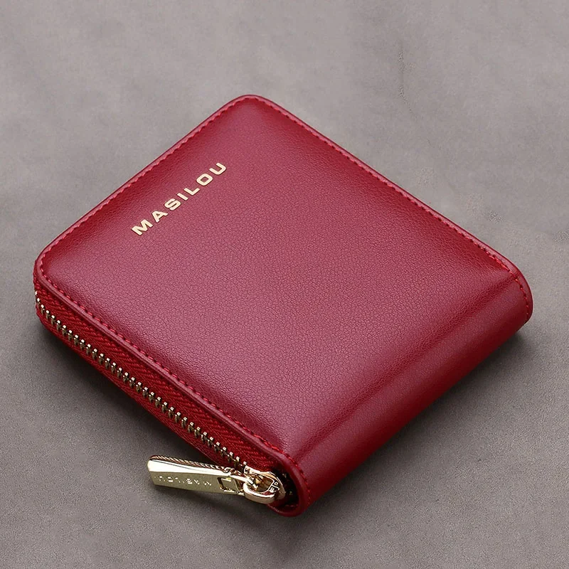 

Women's Zipper Coin Purse Genuine Leather Wallet RFID Blocking Cow Skin 6 Card Slots Card Holder Carteras Para Mujer Carteira