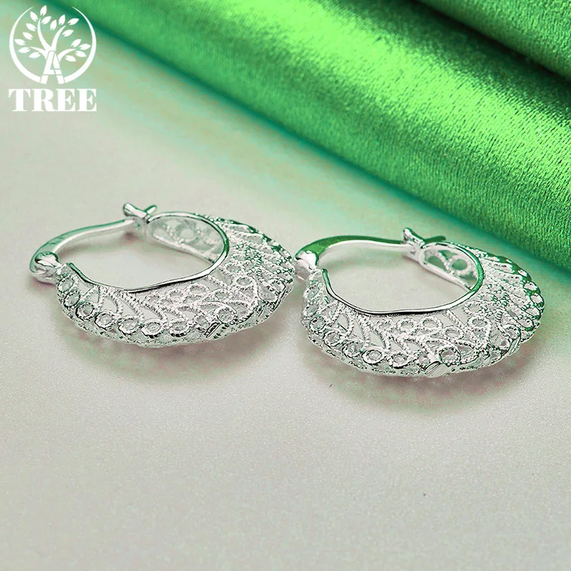 Original 925 Sterling Silver Hollow Bag Ear Clip Earrings Women's Fashion Party Charm Wedding Jewelry Gift Nice Accessories