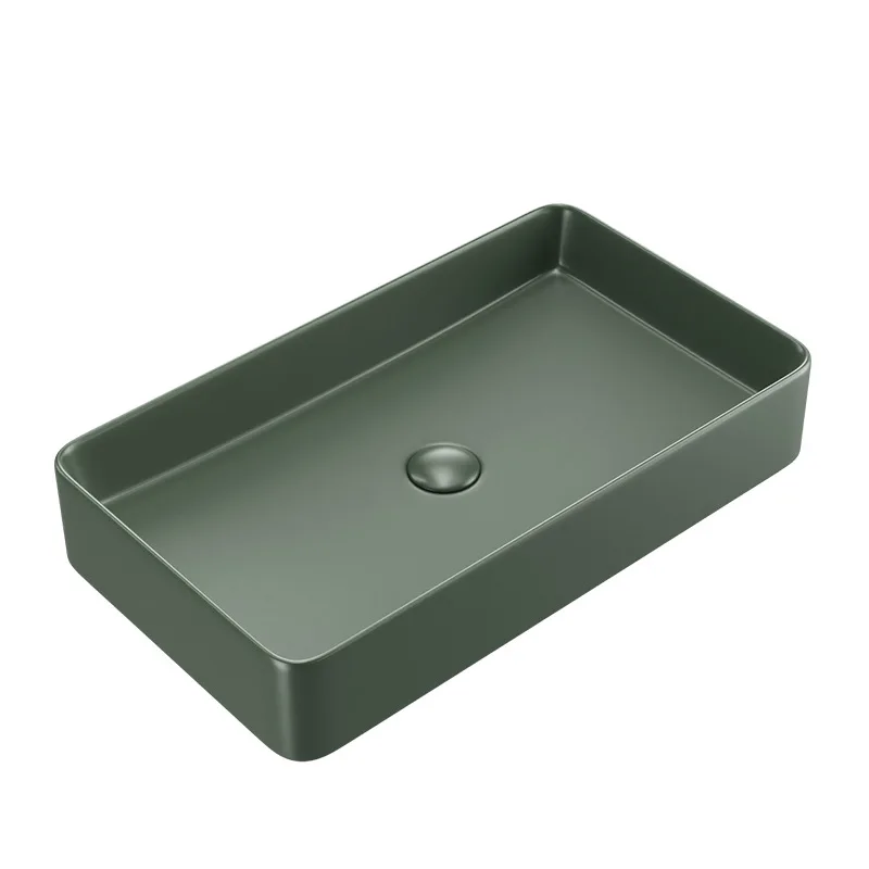 Dark green matte wash basin square round ceramic color table basin basin, bathroom black wash basin single basin