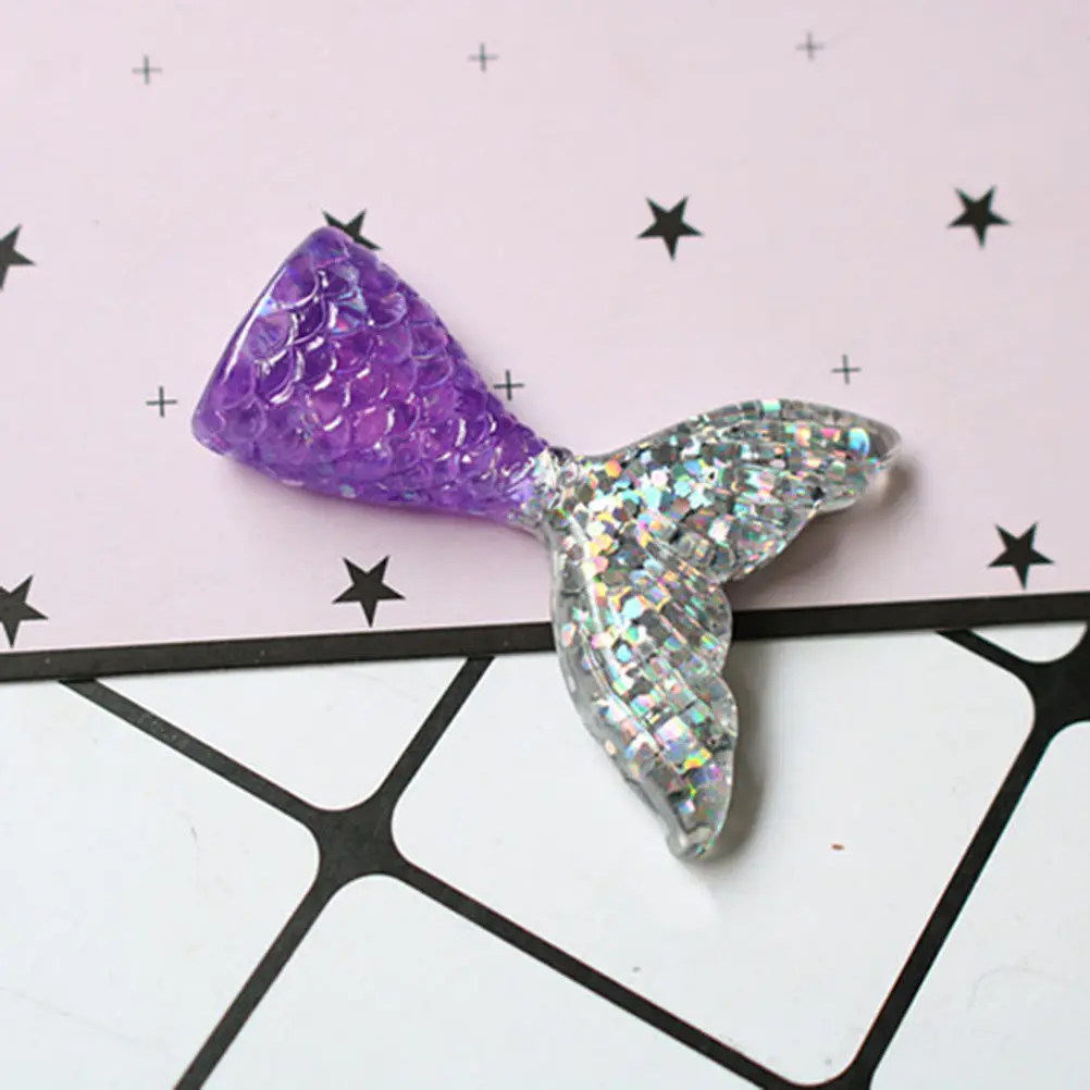 60Pcs Mermaid Tail Resin Flatback Charms Lightweight Non-Toxic Reusable DIY Scrapbooking Clay Accessories Decorations