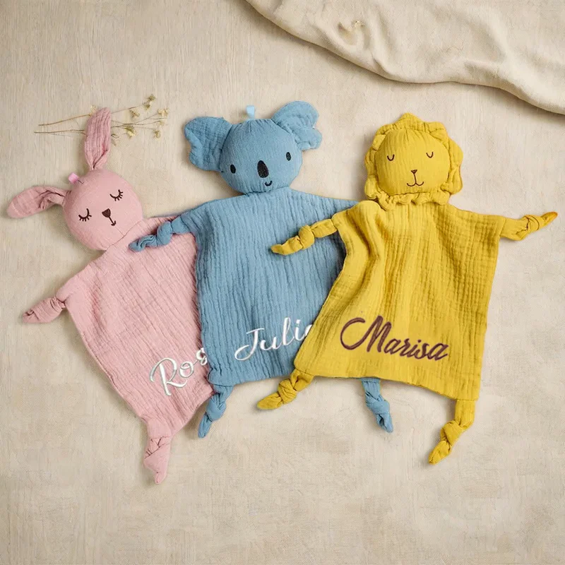 

Personalized Animal Safety Blanket for Baby Monogrammed Custom Name Comforter for Baby Shower Gift 1st Birth Present