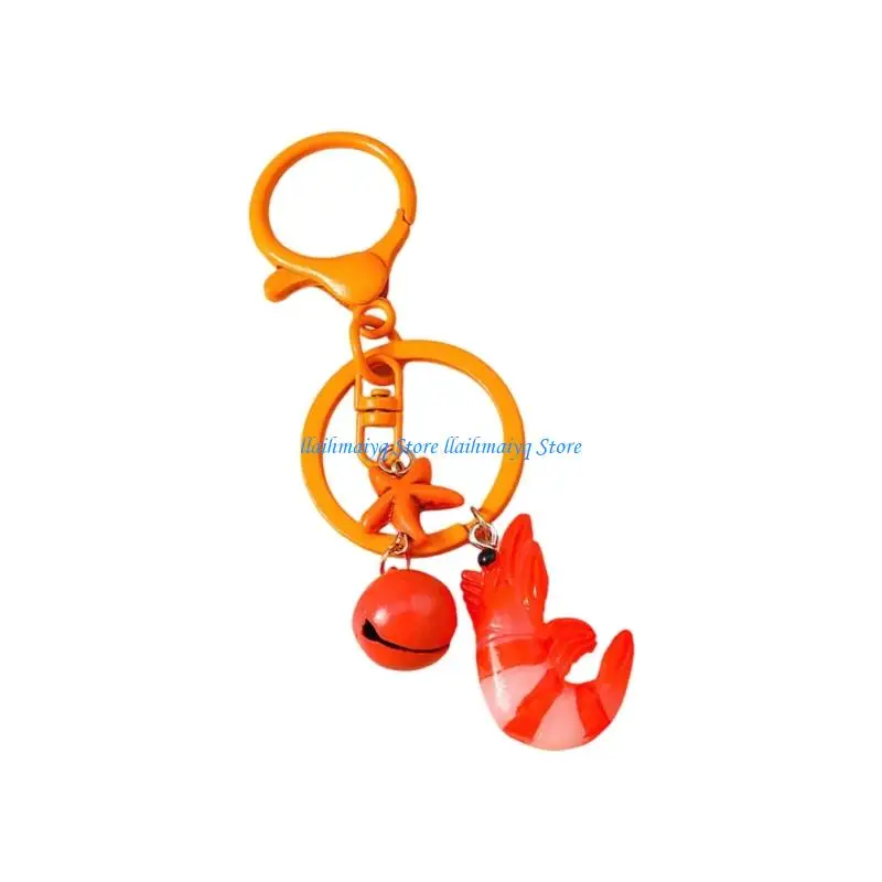 573B Artistic 3D Shrimp Keychain Simulated Pendant Decoration Alloy Craft Jewelry Gift For Women Girls Gift