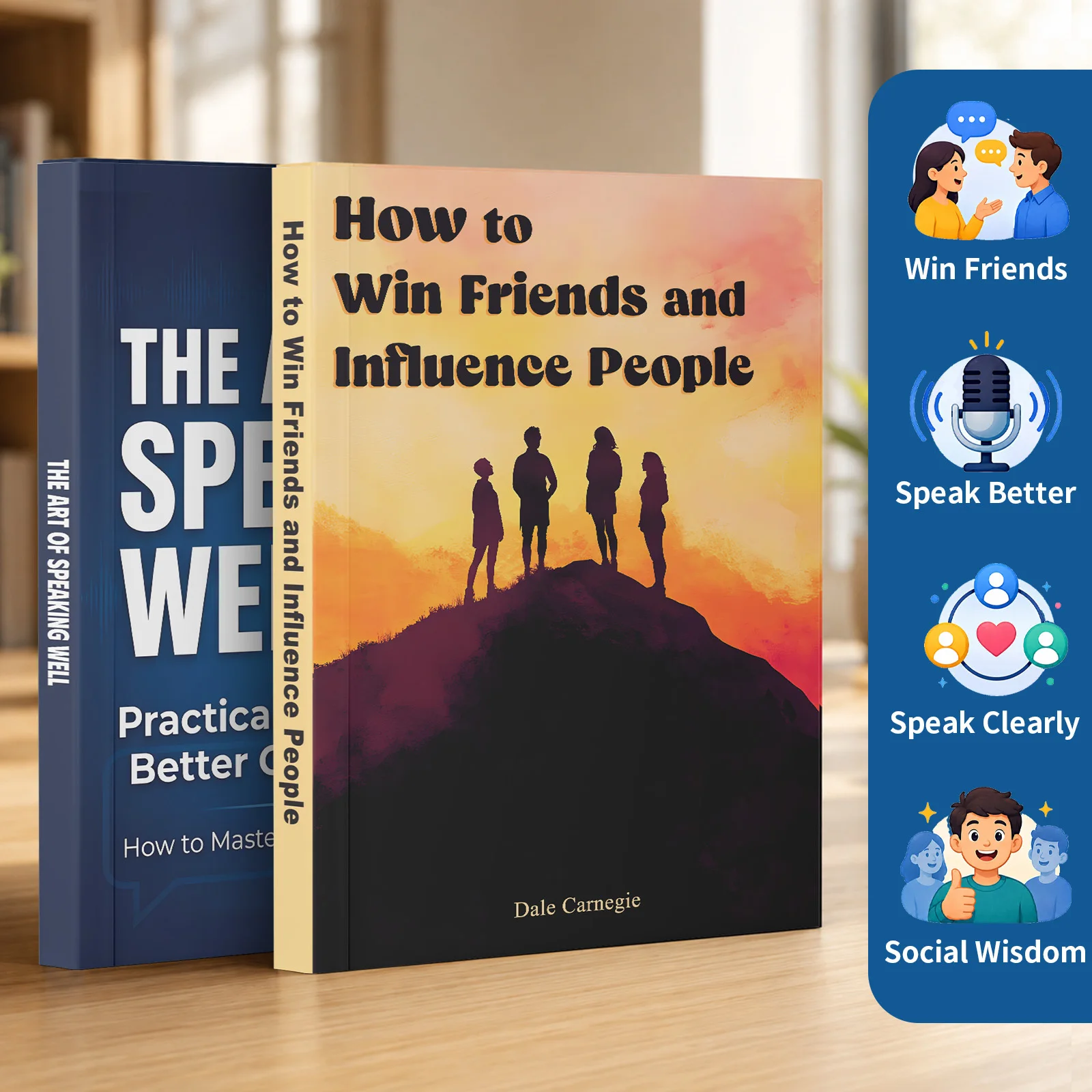 2-Book Communication & Social Skills Book Set, Includes How to Win Friends and Influence People and The Art of Speaking Well