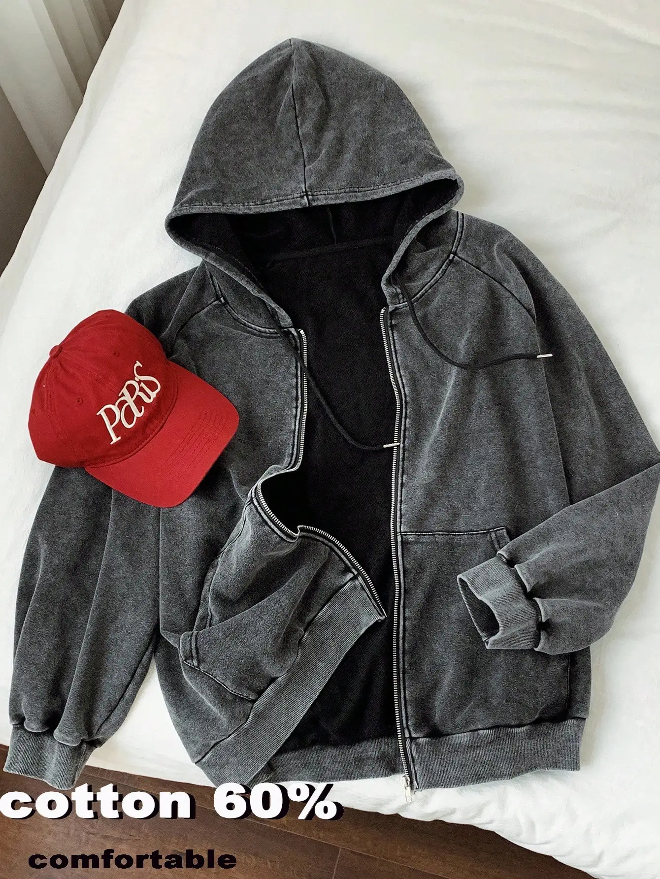 

Женская толстовка свободного кроя на молнии с карманами, смесь хлопка, повседневная одежда для осени и зимы