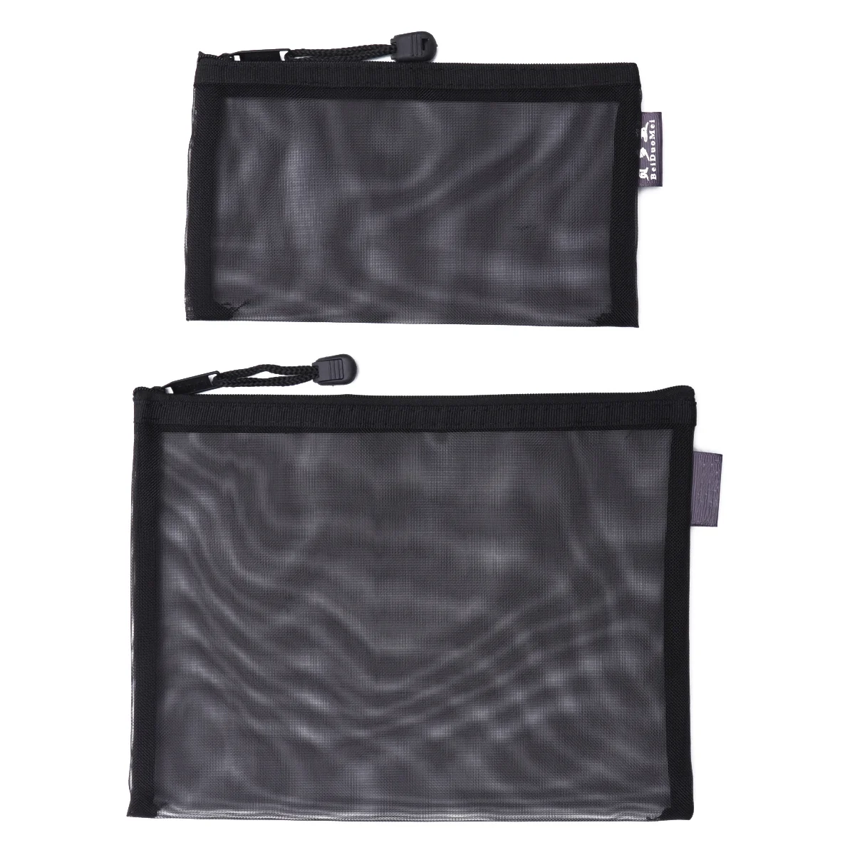 

6Pcs Black Mesh Zipper File Bag Set Portable Office School Stationery Organizer A5 A6 Sizes Document Pouch Mesh File Bag