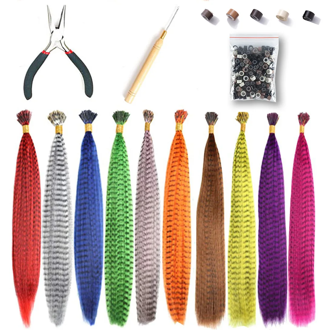 Feathers for hair extension synthetic colorful strands of fake feathers in hair accessories for women hairpiece extensions