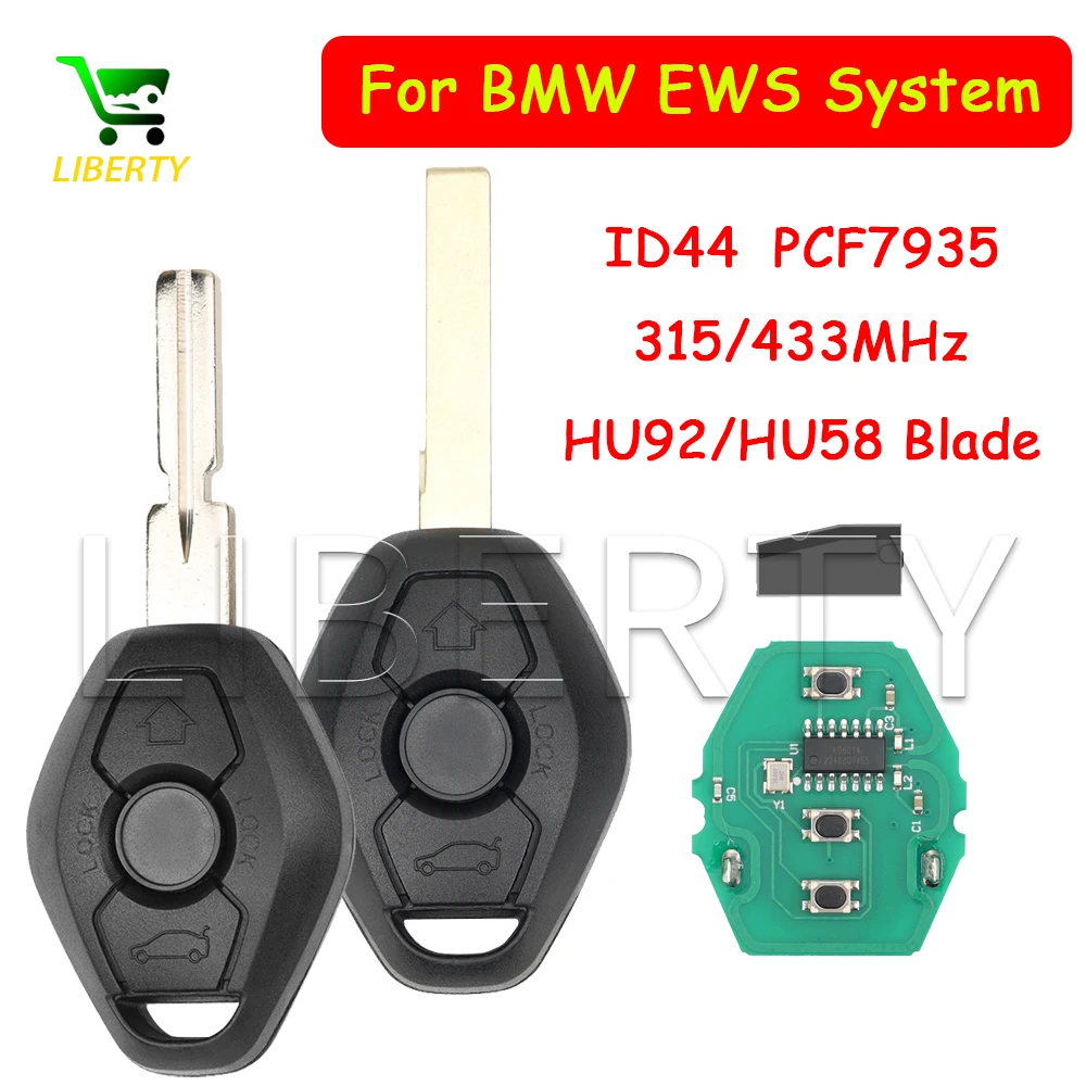 

Liberty 10Pcs Smart Remote Control Card Key for BMW EWS System 1 3 5 7 Series 315/433Mhz ID44 PCF7935 Chip Auto Key Locksmith