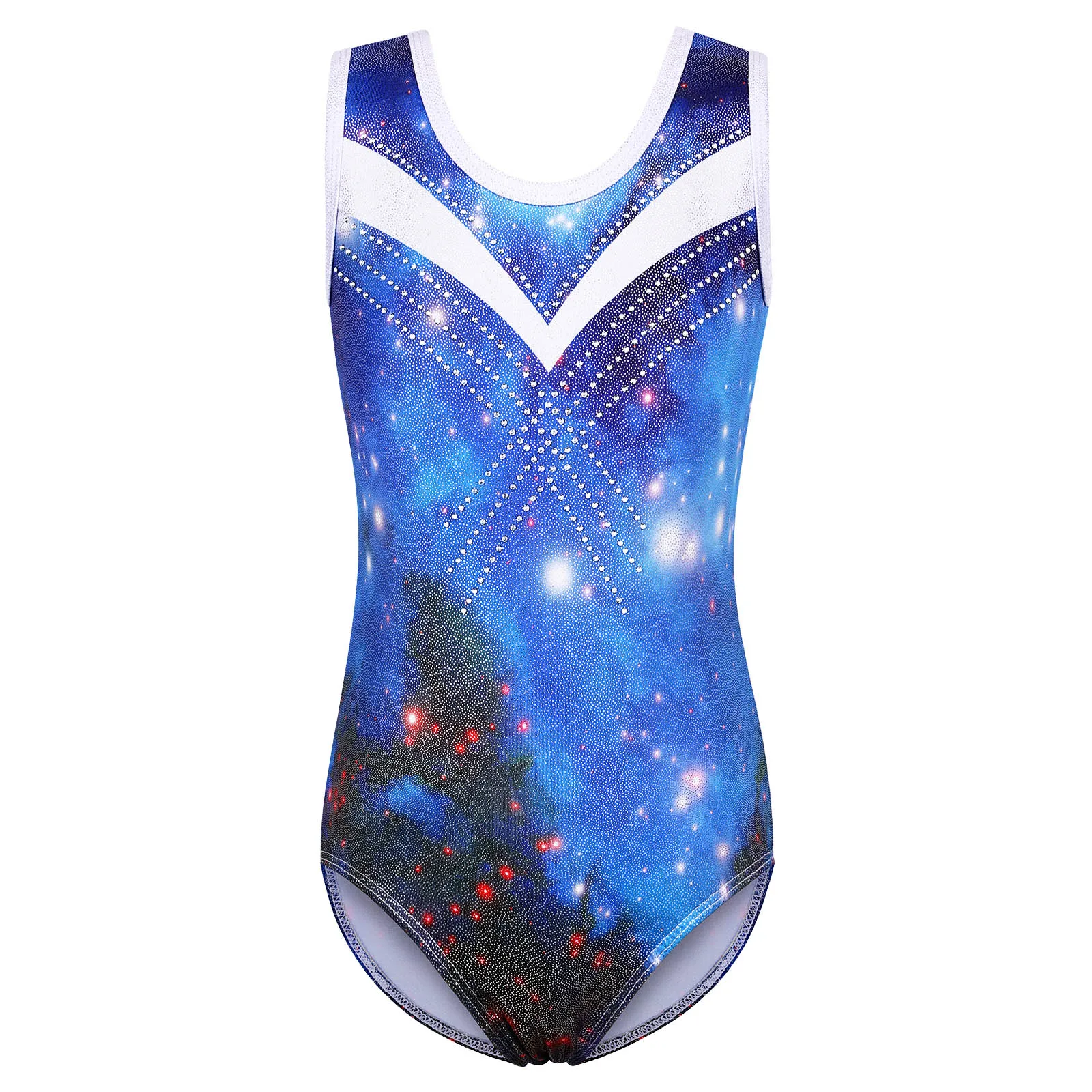 BAOHULU One Piece Sleeveless Ballet Leotard Diamond Gymnastics Outfit Practice Clothes Ballerina Performance Dance Costume