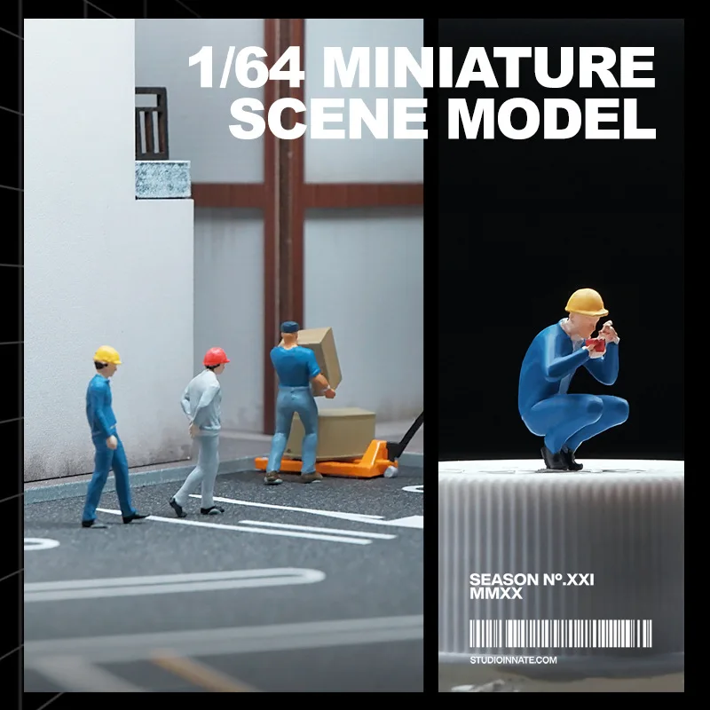 1:64 อะนิเมะWorker Seriesมินิตุ๊กตารูปMiniatureการถ่ายภาพPropsฉากDIYตารางทรายภูมิทัศน์เครื่องประดับของขวัญ
