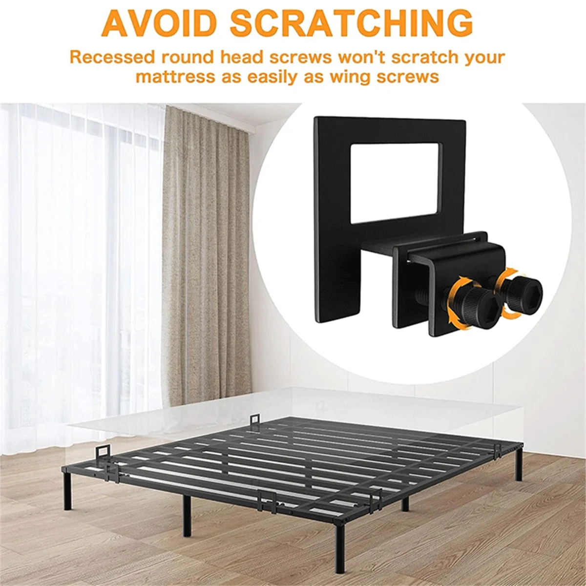AAAE Non Slip Mattress Gaskets for Bed Frame, 6 Pcs Mattress Holder in Place Gripper, Anti-Slip Baffle Fit for Metal