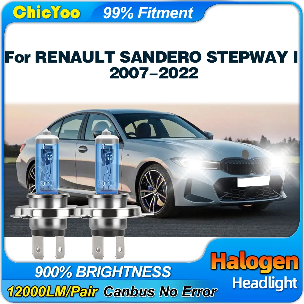 

100W Car Xenon Halogen Headlight 12000LM Auto Headlamp Bulbs 12V 6000K For RENAULT SANDERO STEPWAY I 2007-2019 2020 2021 2022