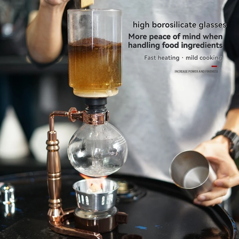 Siphon Coffee Maker Set, Glass Siphon Pot Coffee Brewer, Household Coffee Syphon Pot Coffee Machine for 5 Cups