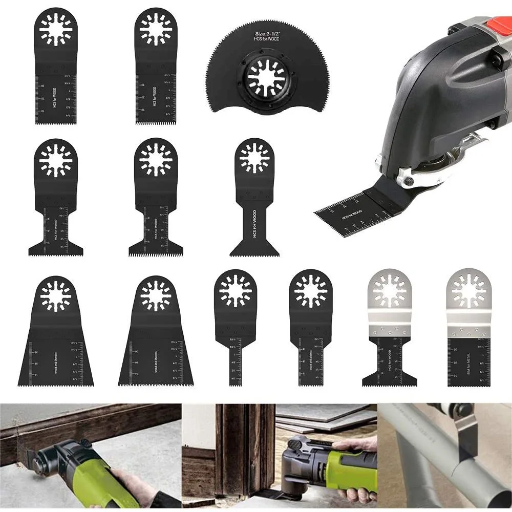 12Pcs Oscillating Saw Blades Multitool Kit, Woodworking Cutting Accessories,Suitable for Bosch, Dewalt, Makita& Most Multi-Tools