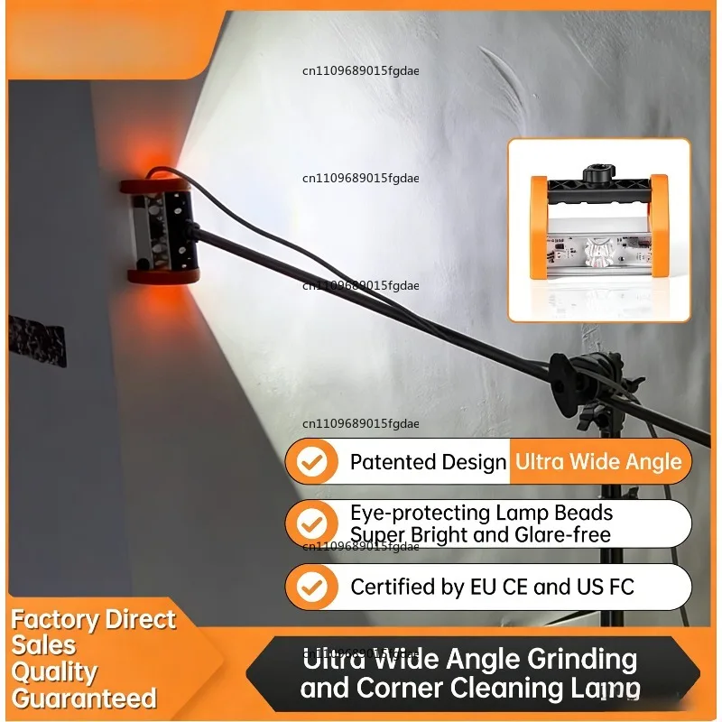 Portable LED Work Light for Wall Grinding, Shadowless Illumination for Precision Corner Finishing & Acceptance