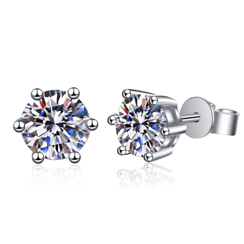 SEMNI 1.0ct--6.0ct Moissanite Diamond Six Claws Stud Earrings for Women 925 Sterling Silver Wedding Birthday Gift