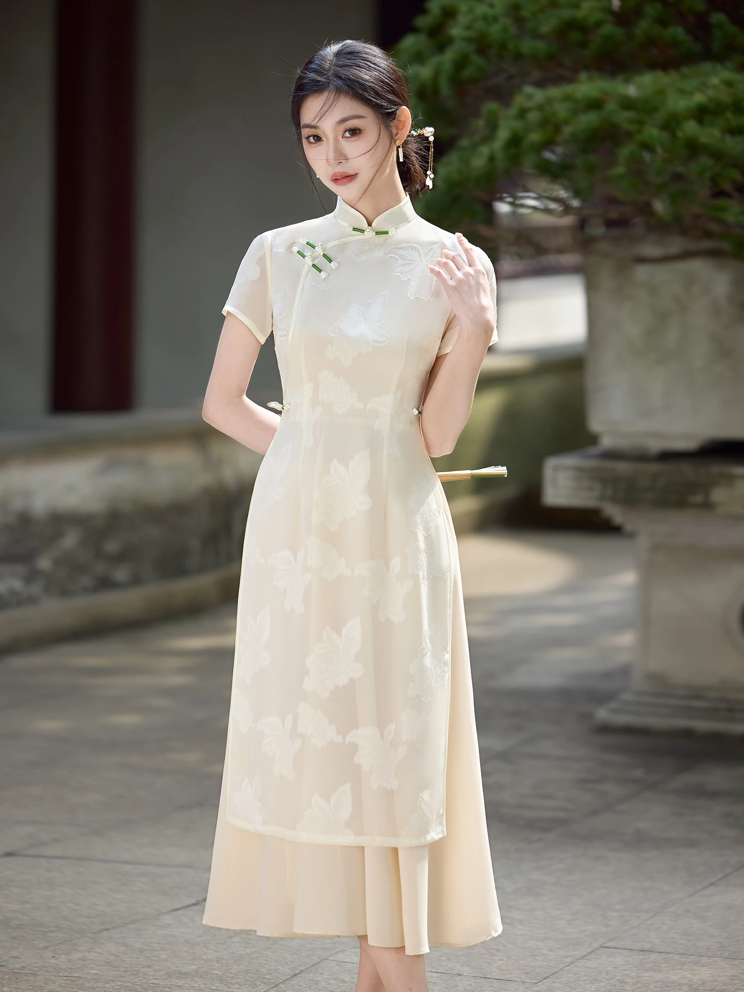 

Новое летнее женское длинное ципао из шелкового шифона в китайском стиле для чайной церемонии FSL2527 Breath