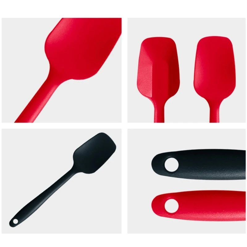 Set of 3 Small Spatulas Heat Resistant Rubber Kitchen Utensils Handy Spatulas Handled Baking Scraper for Cooking Baking