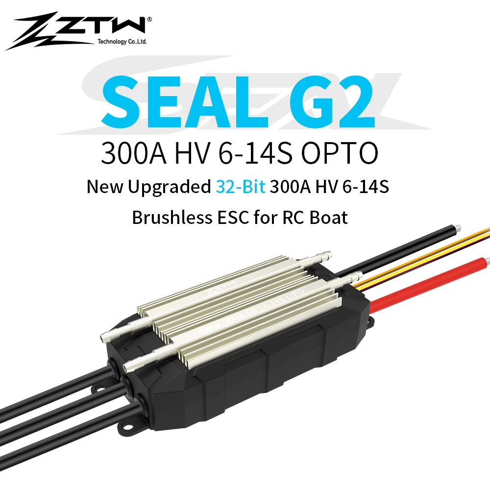 ZTW 32-Bit Seal G2 300A HV 6-14S Brushless ESC Waterproof Two-way Speed Controller For RC Boat E-Surfboard Underwater Thruster