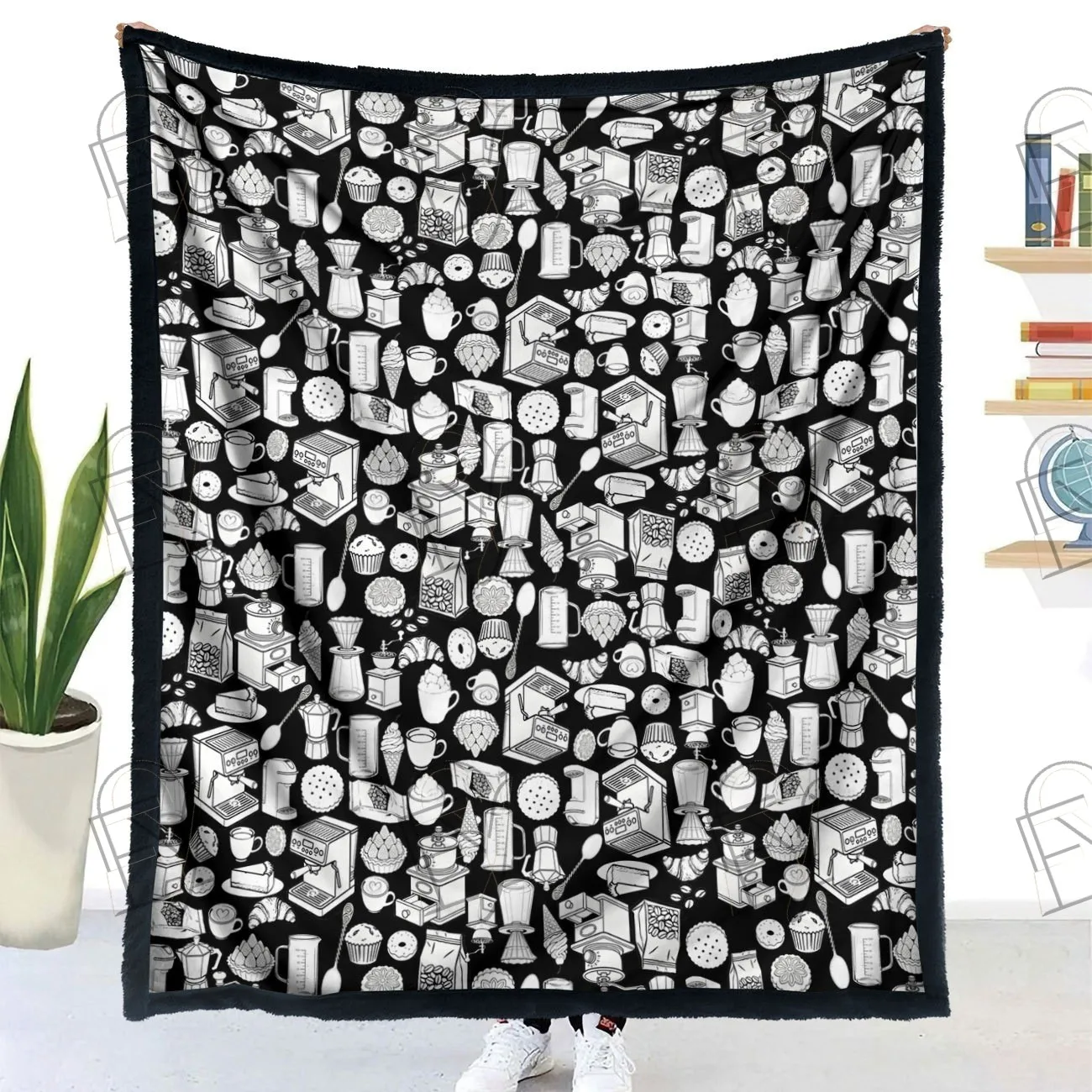 Couch Blanket Flannel Off Road Jeep Camper Tent Compass Line Art Unfinished Washable Outdoor Adventure Gift