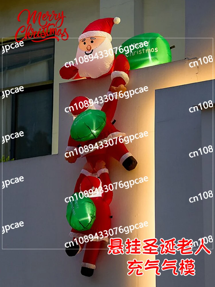 Christmas Ornaments Santa Claus Hanging Inflatable Luminous Air Model Store Outdoor Scene Arrangement Pendant 2025