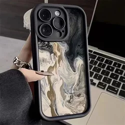 Funda de teléfono móvil de acuarela degradada de Estilo negro, parte trasera de silicona sólida para iPhone 14, 15, 11, 12, 13, 13 Pro Max, 7 plus, xs Max, XR bump