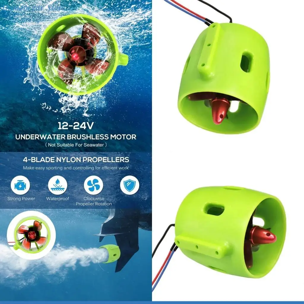 

A2UC Compact 1000KV Underwater Brushless Motor with Strong Power & 4 Blade Propeller Designs Simple to Use for baits Boats