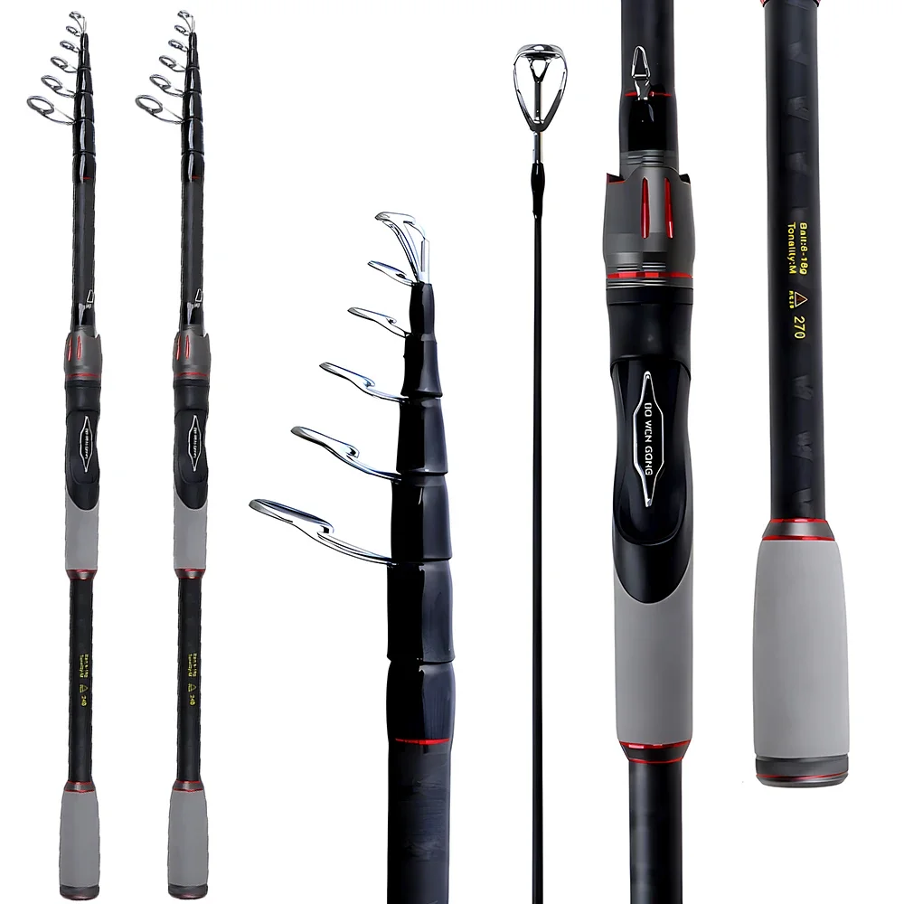 Portable Telescopic Fishing Rods 1.8M-3.0M Carbon Fiber Ultralight Spinning Rod Lure Fishing Tackle Long Casting Bait WT 8-18g image 2
