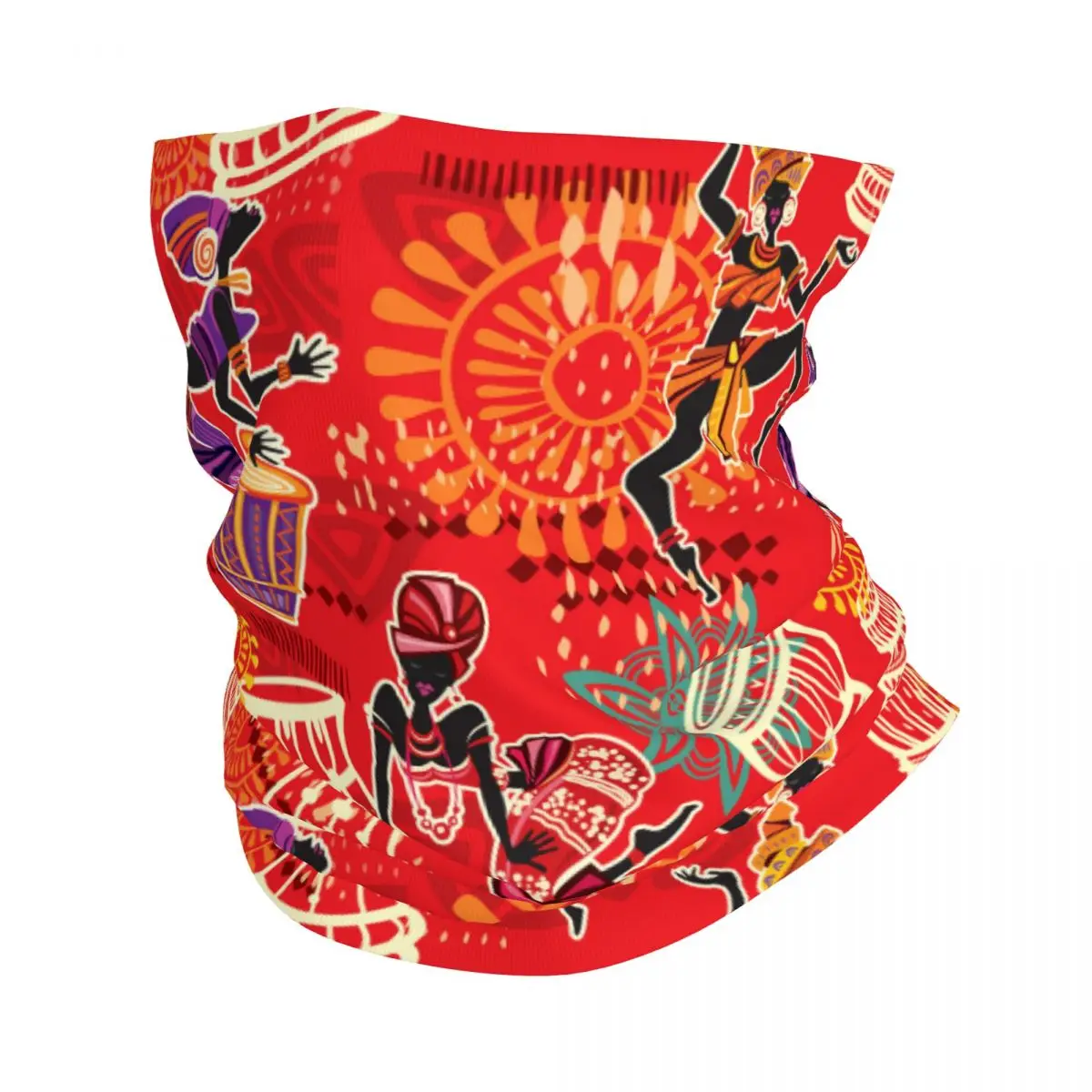 

African Women Thin Bandana Neck Gaiter African Ethnic Pattern Wrap Scarf Headband Neck Cover