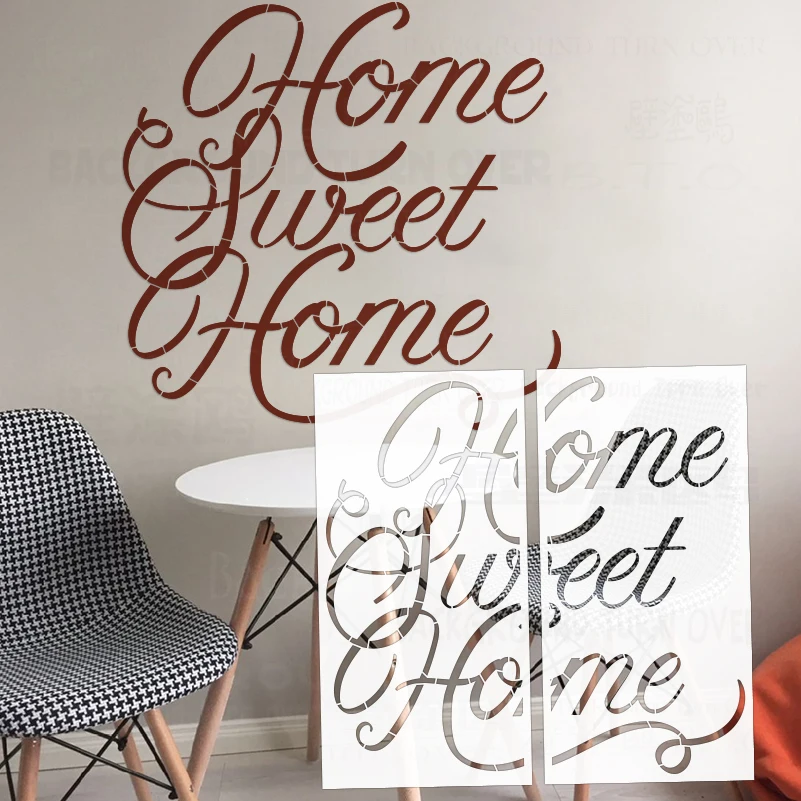 51cm - 91cm Stencil Wall For Painting Decor Template Furniture Makers Putty Sweet Home Lettering Phrase Quote Calligraphy S579