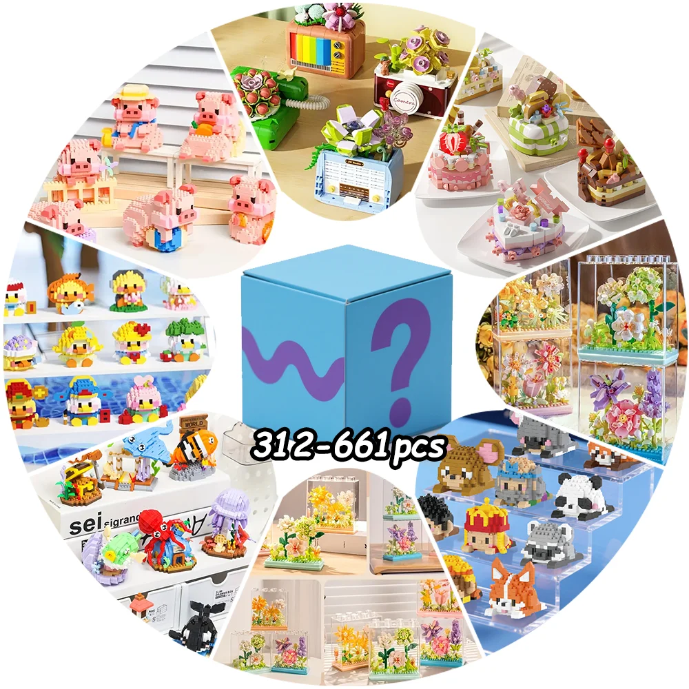 

Случайная глухая коробка игрушек из строительных блоков. Откройте коробку и есть быть сюрпризами. Разблокировать развлечение отдыха