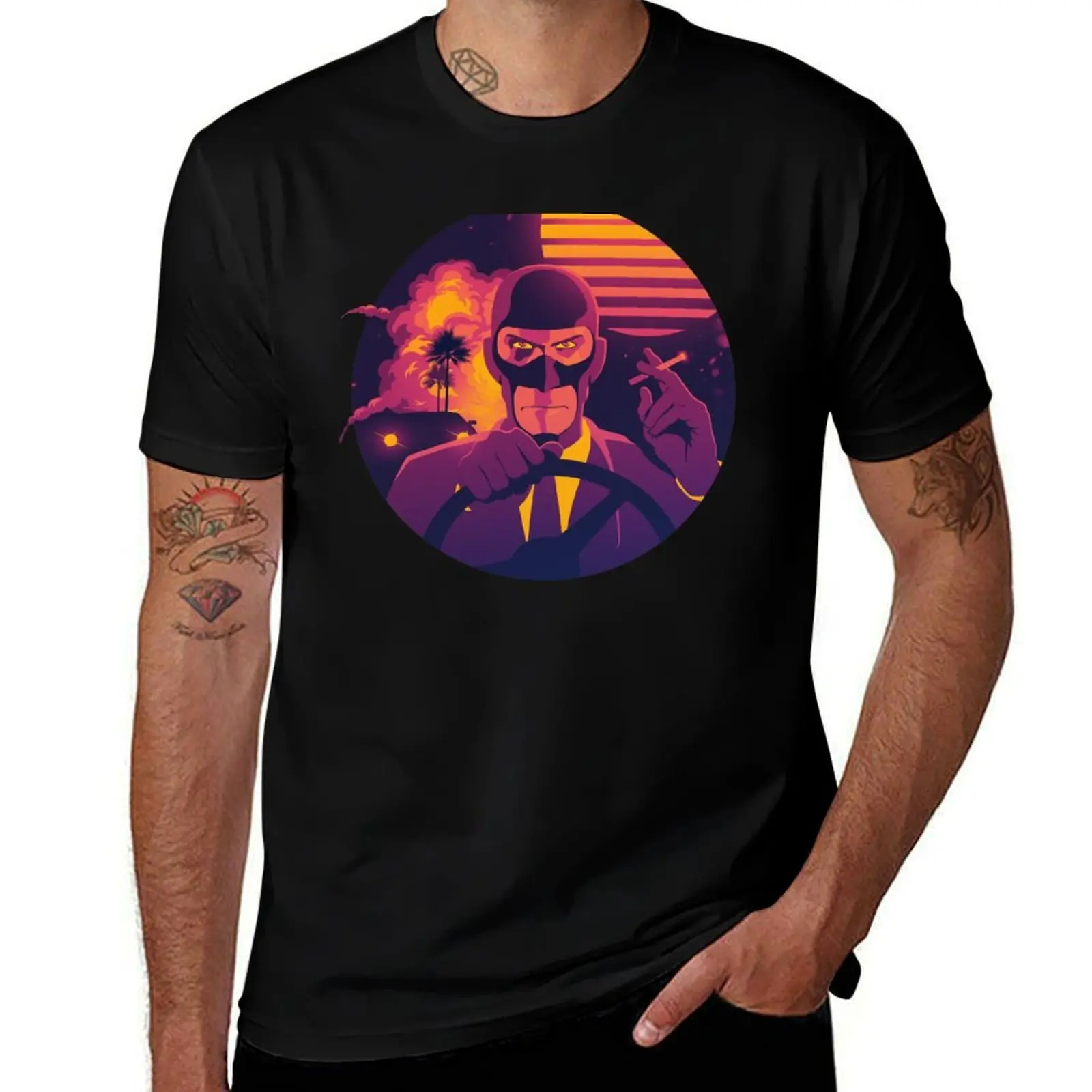 Team Fortress 2: Meet the Spy (Sunset) T-Shirt t shirts for man pack cotton black cotton t-shirt plain for man package T-Shirt
