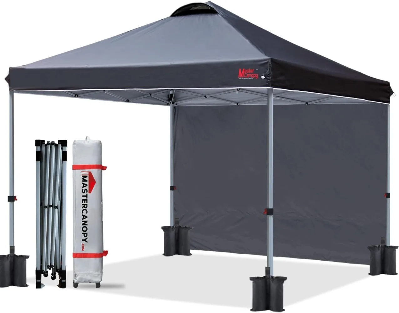 Durable Pop-up Canopy Tent with 1 Sidewall (10'x10',Black)