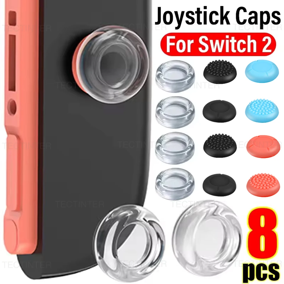 4/8 Uds empuñaduras de silicona para Nintendo Switch 2 controlador 3D antideslizante tapas de Joystick analógico cubierta para NS Switch 2 Accesorios