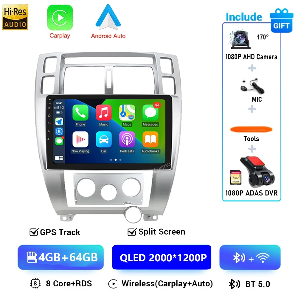 Android 16 Autoradio voor Hyundai Tucson 2004-2013 Multimedia Video Player Navigatie 2 Din DVD Head Unit Stereo Carplay luidsprekers