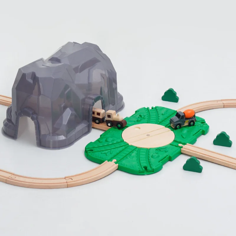 Pista in legno Treno magnetico Giocattolo Pista in legno Accessori per scene Tunnel della grotta di montagna Pista in legno di faggio Giocattolo per bambini