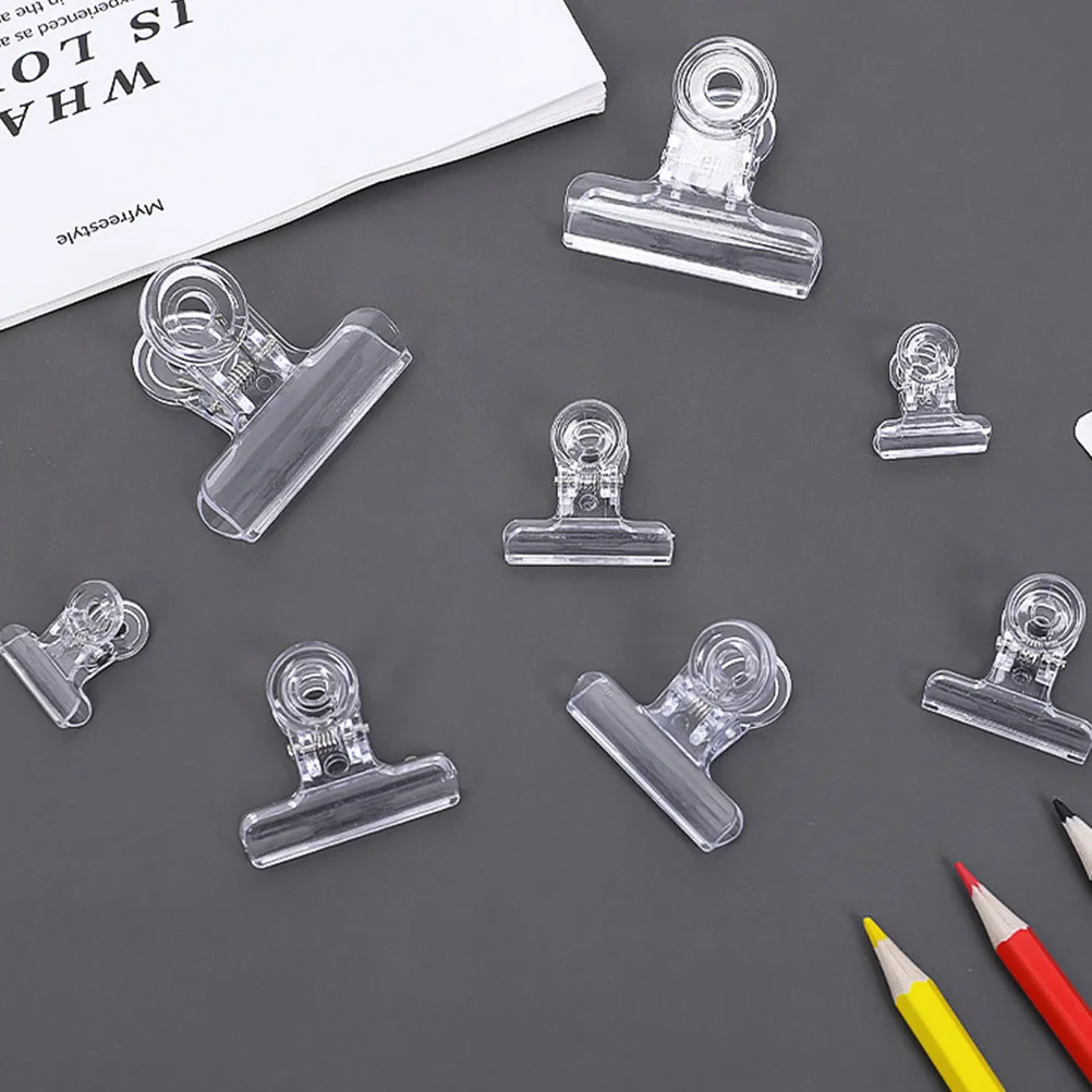 10pcs Plastic Transparent File Clips For Binder Paper Clamps Fixing Cards Bills Notes Office Supplies School Stationery