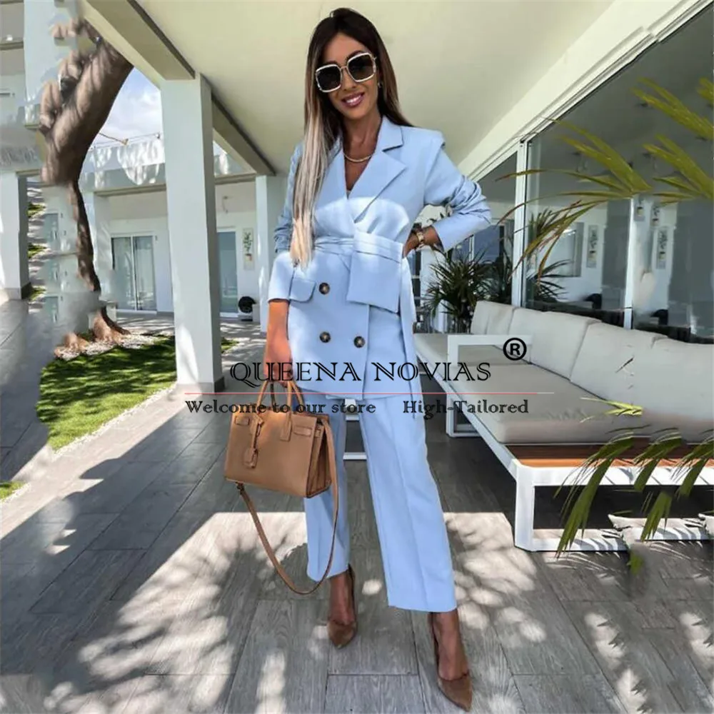 Office Ladies Pant Suits Women Double Breasted 2 Pieces Wedding Prom Blazer Business Lady Outfits Mother Dress Tailleur Femme