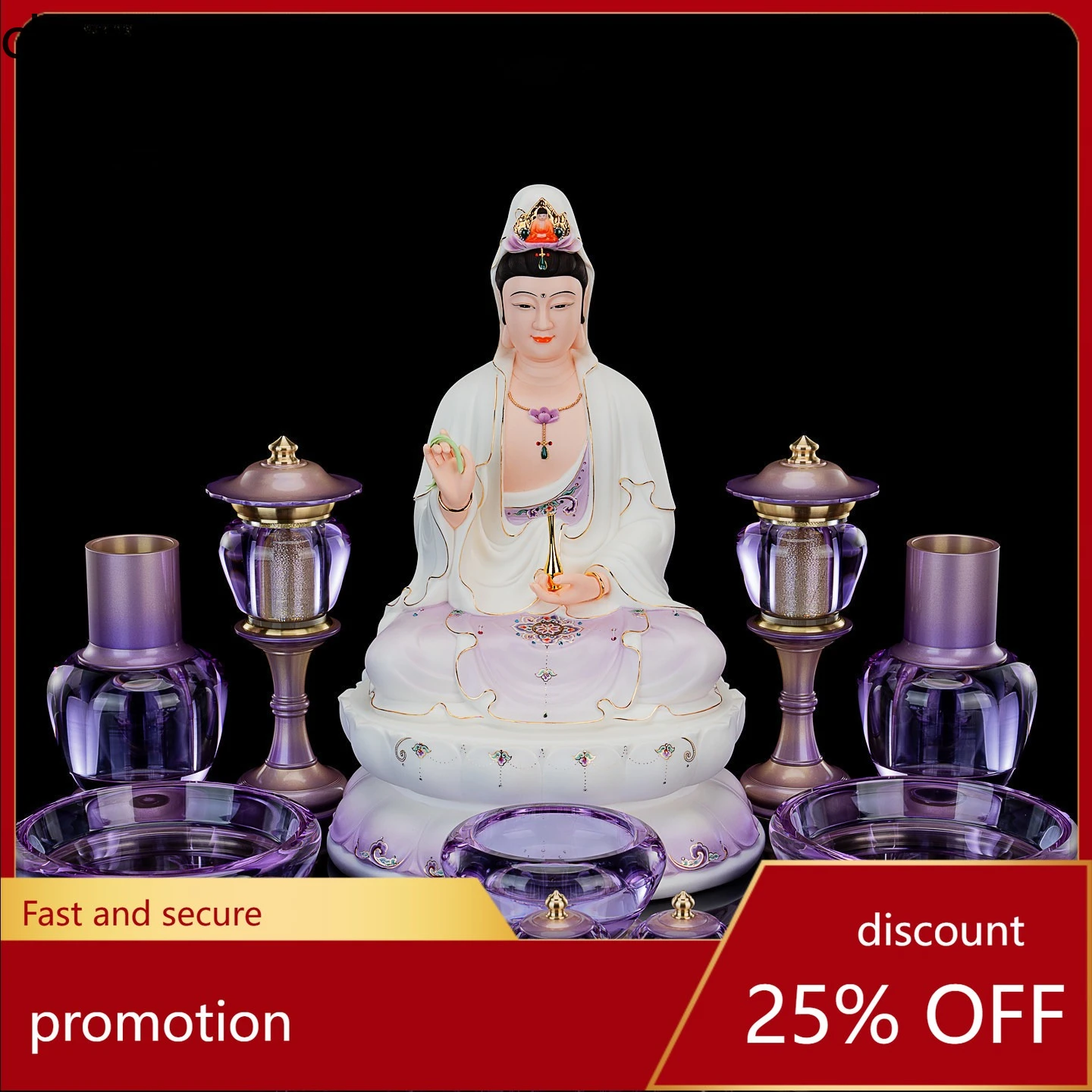 Cz crystal buddhist supplies suit, household complete set of water supply, pure copper cup  lamp, fruit plate ornaments