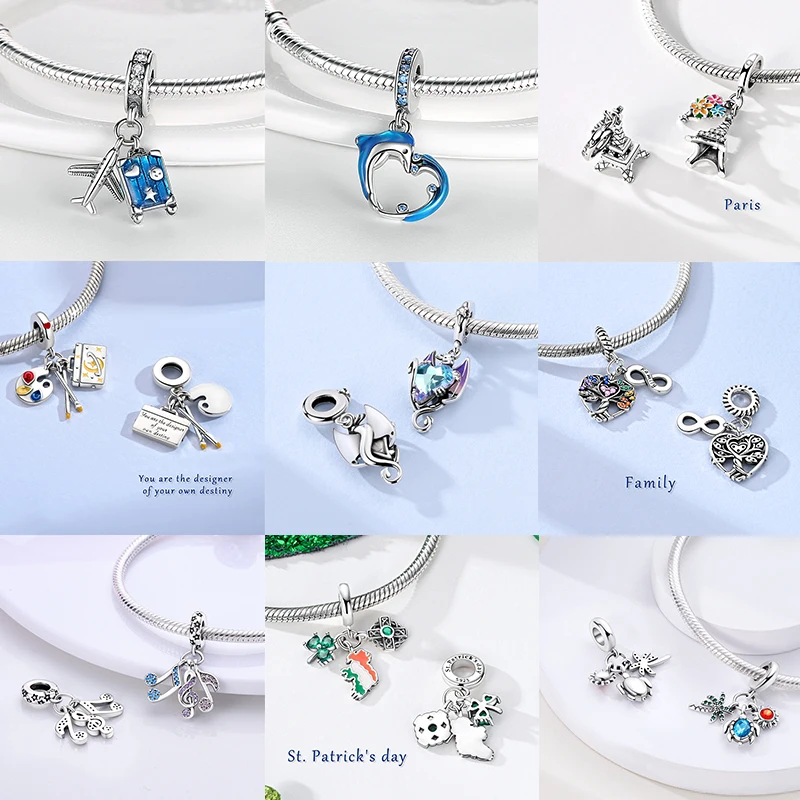 925 Sterling Silber Charm-Perlen Leuchtturm Walhai Meerjungfrau Kunstpalette Axolotl Glühwürmchen DIY Armband Halskette Geschenk für Frauen – Detail 33