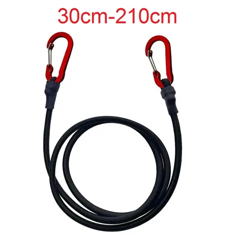 30-210cm 8mm Packing Ropes Outdoor Elastic Bungee Cords with Red Hooks Stretch Lightweight for Bikes Car Luggage Roof Rack Strap