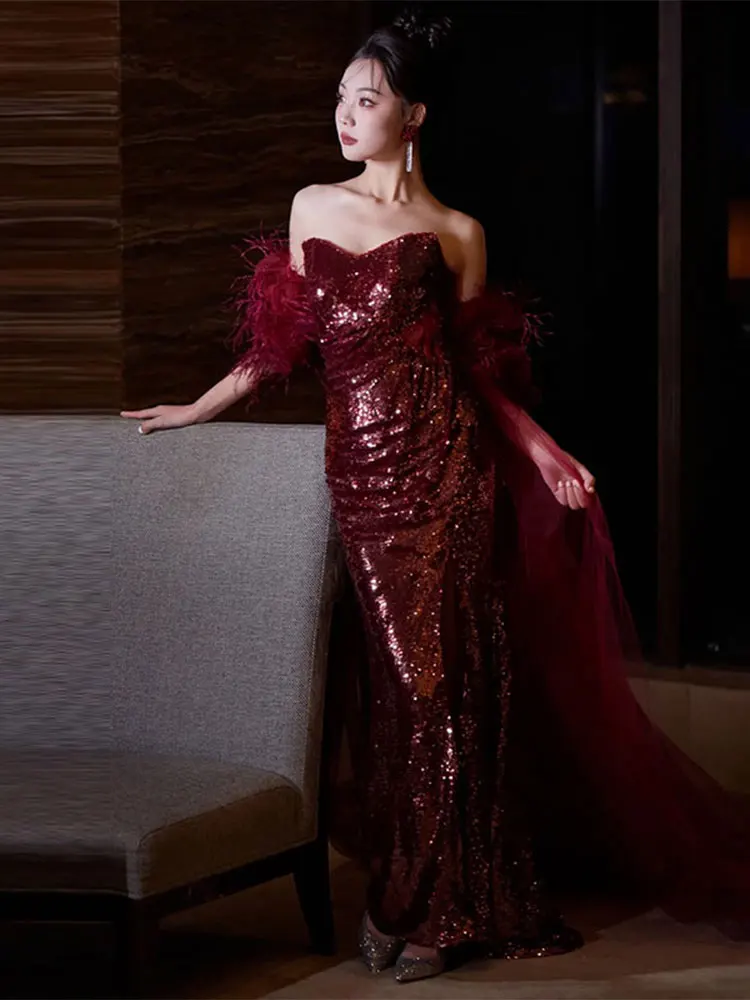 ชุดราตรีเจ้าสาวแบบไหล่เดียว ยาวถึงพื้น ทรงเข้ารูป สำหรับงานแต่งงาน งานเลี้ยงฉลองวันเกิด หรืองานเลี้ยงอาหารค่ำ