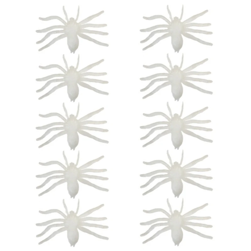 Pack of 10 Halloween Luminous Spiders Decorations Frightening Jewelry for Porch Garden Adornment for Outdoor Parties H7EA