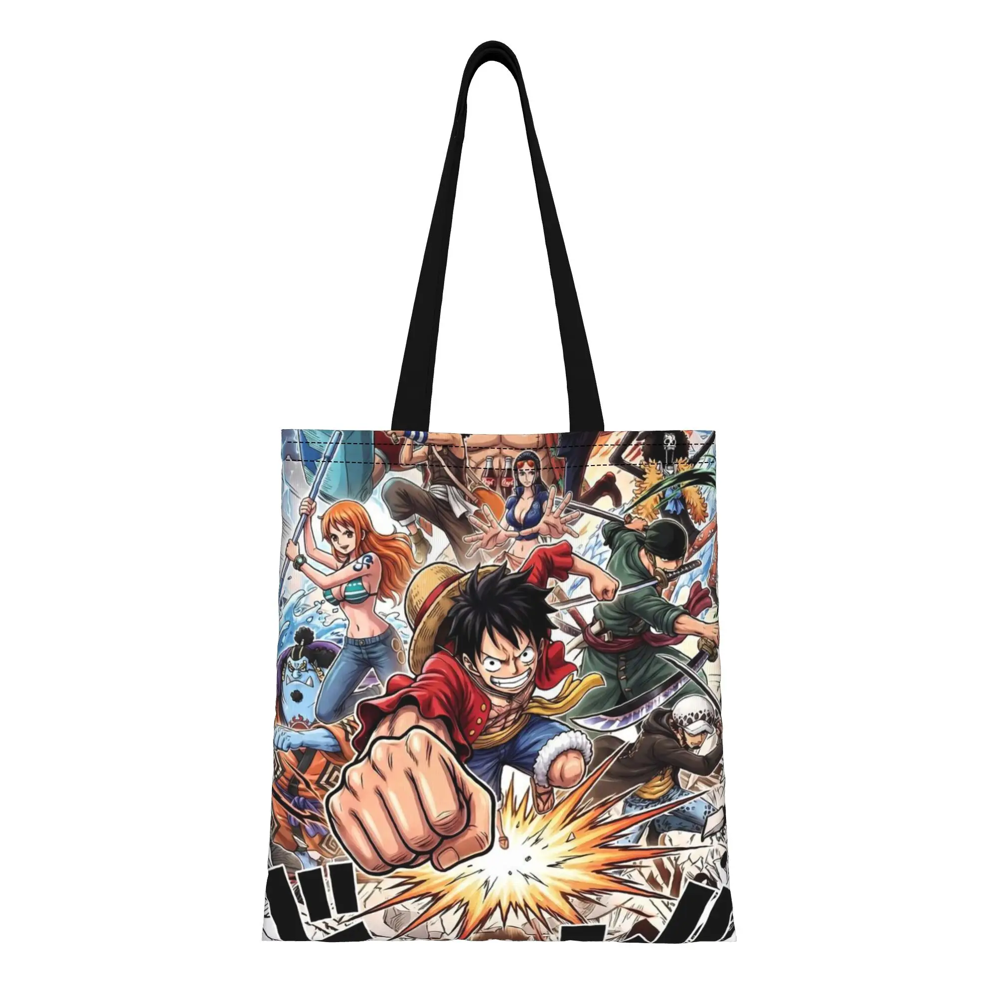 

Сумка-тоут из холщовой ткани One Piece с Луффи (3) – идеальна для покупок, женская сумка с верхней ручкой, к началу учебного года