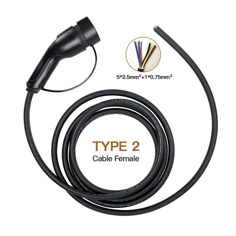 ERDAN-enchufe de cargador EV tipo 2 de 11kW, Cable de IEC62196-2 trifásico 16A para estación de carga de vehículos eléctricos