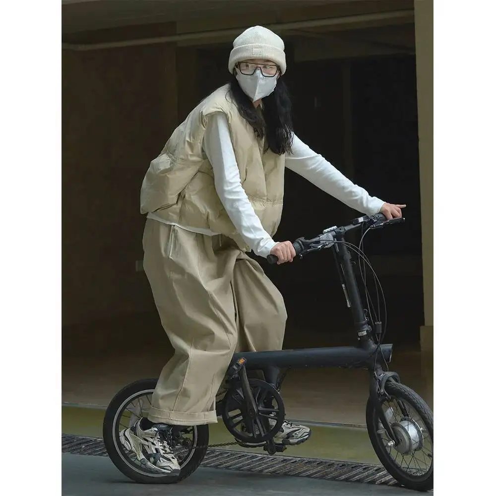 UMI MAO 90 화이트 덕 다운 베스트 재킷 여성 겨울 아우터 신상 캐주얼 라운드넥 루즈핏 얇고 폭신한 따뜻한 슬리브리스 코트 Y2K